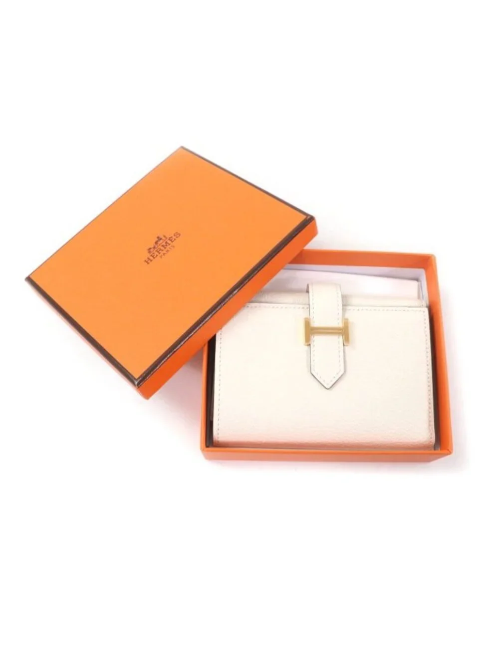Hermes Bearn Combine Nata Gold Hardware H Logo Compact Wallet Chevre - Picture 2 of 12